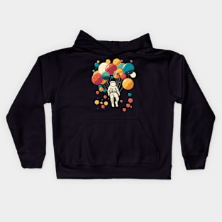 Astronaut flying with balloons Kids Hoodie